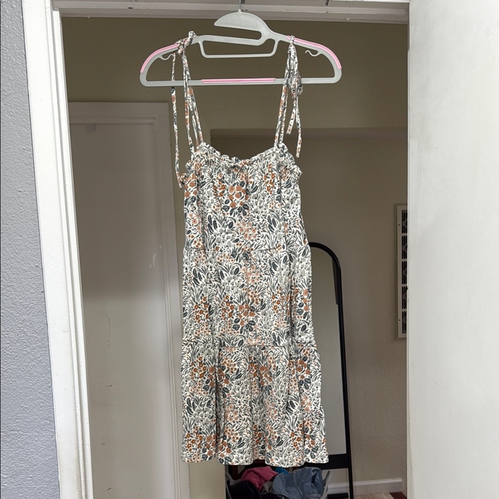 Rylee + Cru Pink and White Spaghetti Strap Mini Sundress